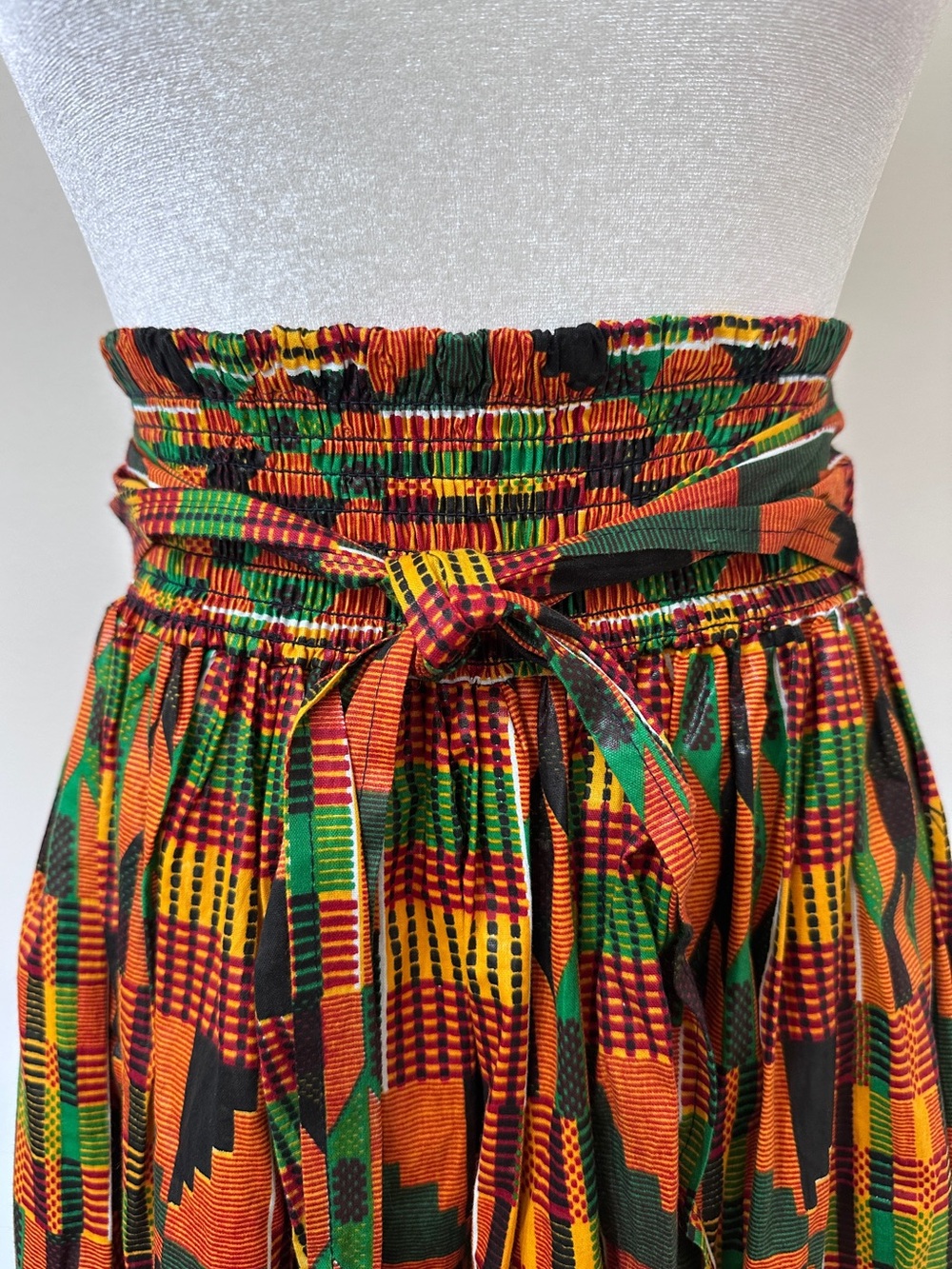 Karan African Print High-Low Skirt & Active USA Wrap Top Set M/OS - Picture 3 of 9